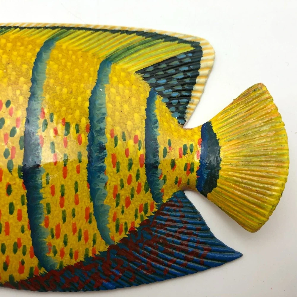 Vintage Don Edmond Studio Cocoa Damsel Tropical Fish Wall Hanging Sculpture